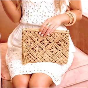 ✨ Handmade macramé crochet women’s BoHo clutch